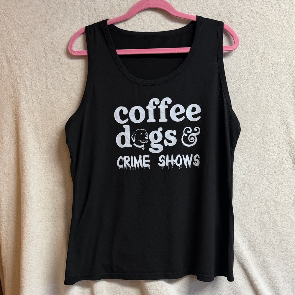 Coffee Dogs & Crime Shows Graphic Tank Top - Black